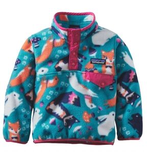 Patagonia Synchilla Forest Friends Fleece Pullover Infant Girl Sz 3-6 M